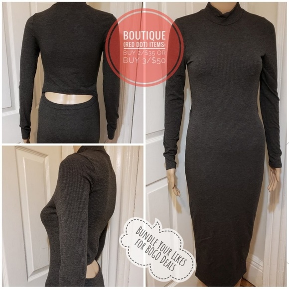 NWT| {CHARCOAL SLICE BACK COLUMN DRESS} - Picture 3 of 10